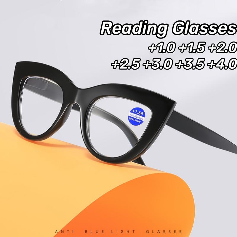 Women Red Anti Blue Light Cat Eye Reading Glasses Presbyopia Hyperopia Optical Lenses 0 To +4 0 For Reading