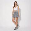 Women's Cross-Waist Knitted Denim Mini Skirt – Stylish Washed & Distressed, Stretchy Slimming A-Line Design