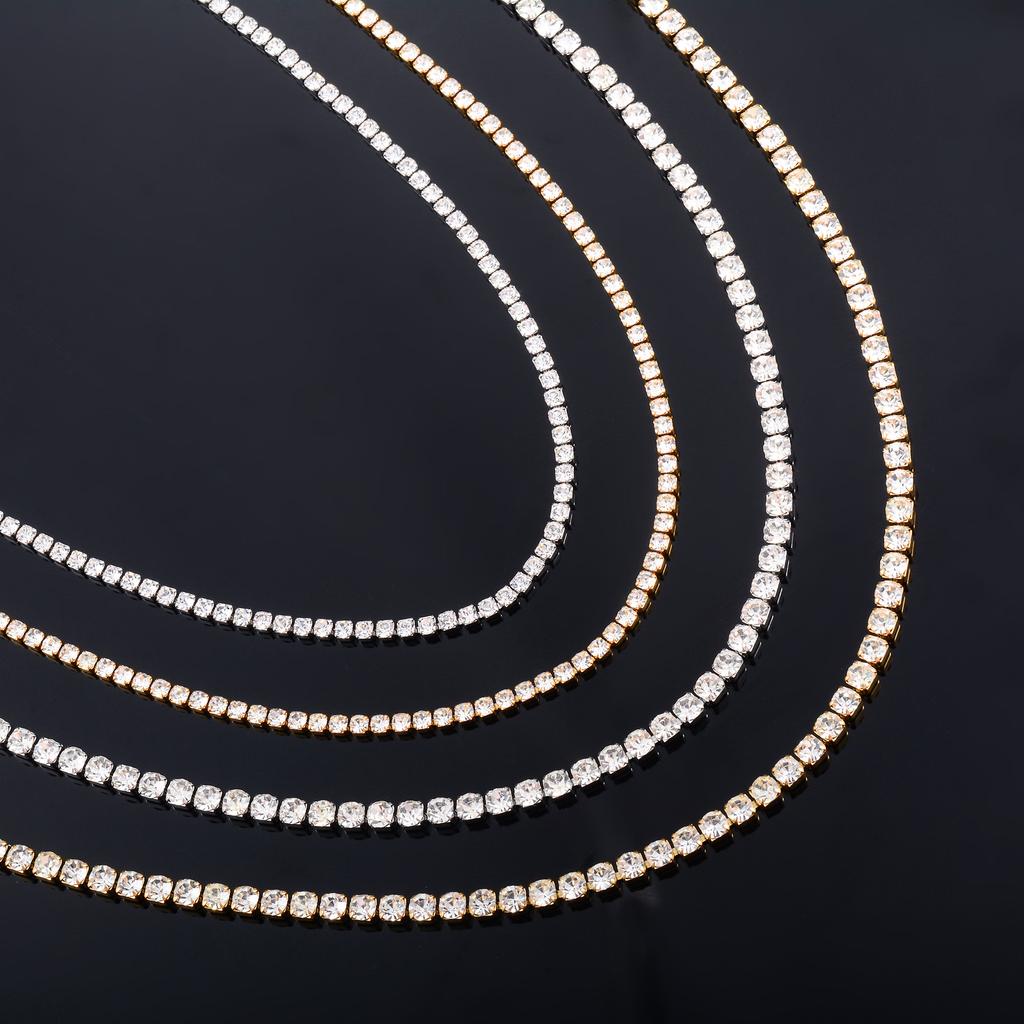 Błyszczący naszyjnik tenisowy z cyrkonią sześcienną dla kobiet, choker z dżetami, minimalistyczny łańcuszek z kryształkami, biżuteria ze stali nierdzewnej, akcesoria