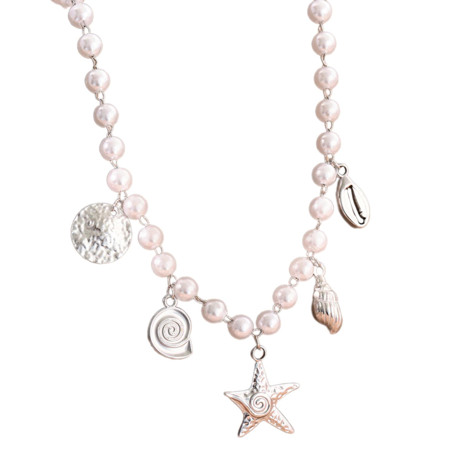 

Ocean Inspired Starfish Pendant Necklace With Faux Pearl Charm And Adjustable Alloy Chain For Fashion Forward Women B