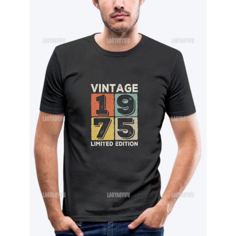 Vintage 1975 Limited Edition Men T Shirts Retro Classic Art Print Tees Short Sleeve O Neck Harajuku Streetwear Birthday Gifts