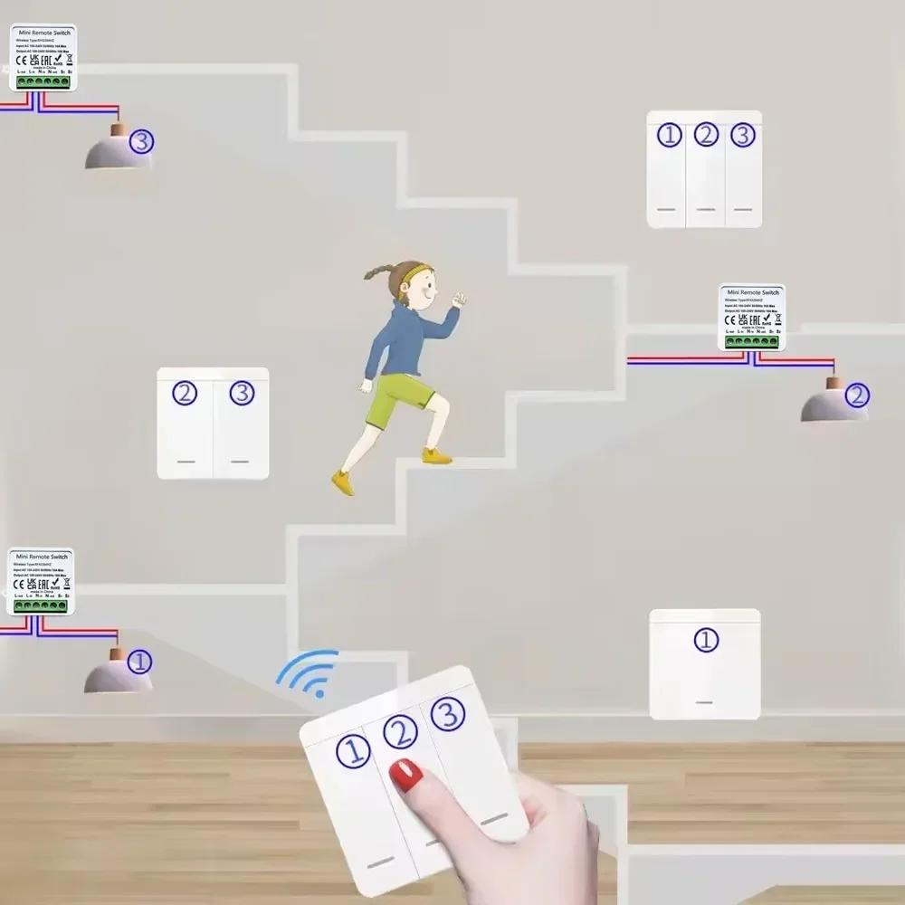 Drahtloser Smart Switch Licht RF 433MHz 1/2/3 Gang Wandpaneelschalter mit Fernbedienung Interruptor 16A 100V-240V Für LED-Lampe