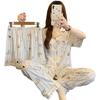 Salt Style Dachshund Dog Pajamas Women'S Summer Short-Sleeved Cartoon Wrinkled Cloth Loungewear Three-Piece Set