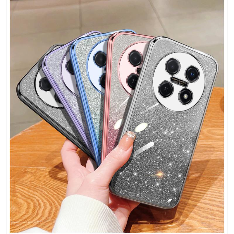 KEYSION Luxury Plating Glitter Phone Case for Huawei nova 13i 12i Transparent Soft TPU Shockproof Back Cover for Huawei nova 12i 13i
