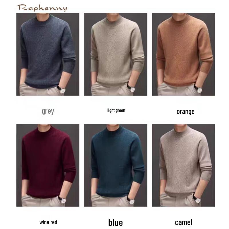 Raphenny Men's Casual Round Neck Wool Sweater AM817