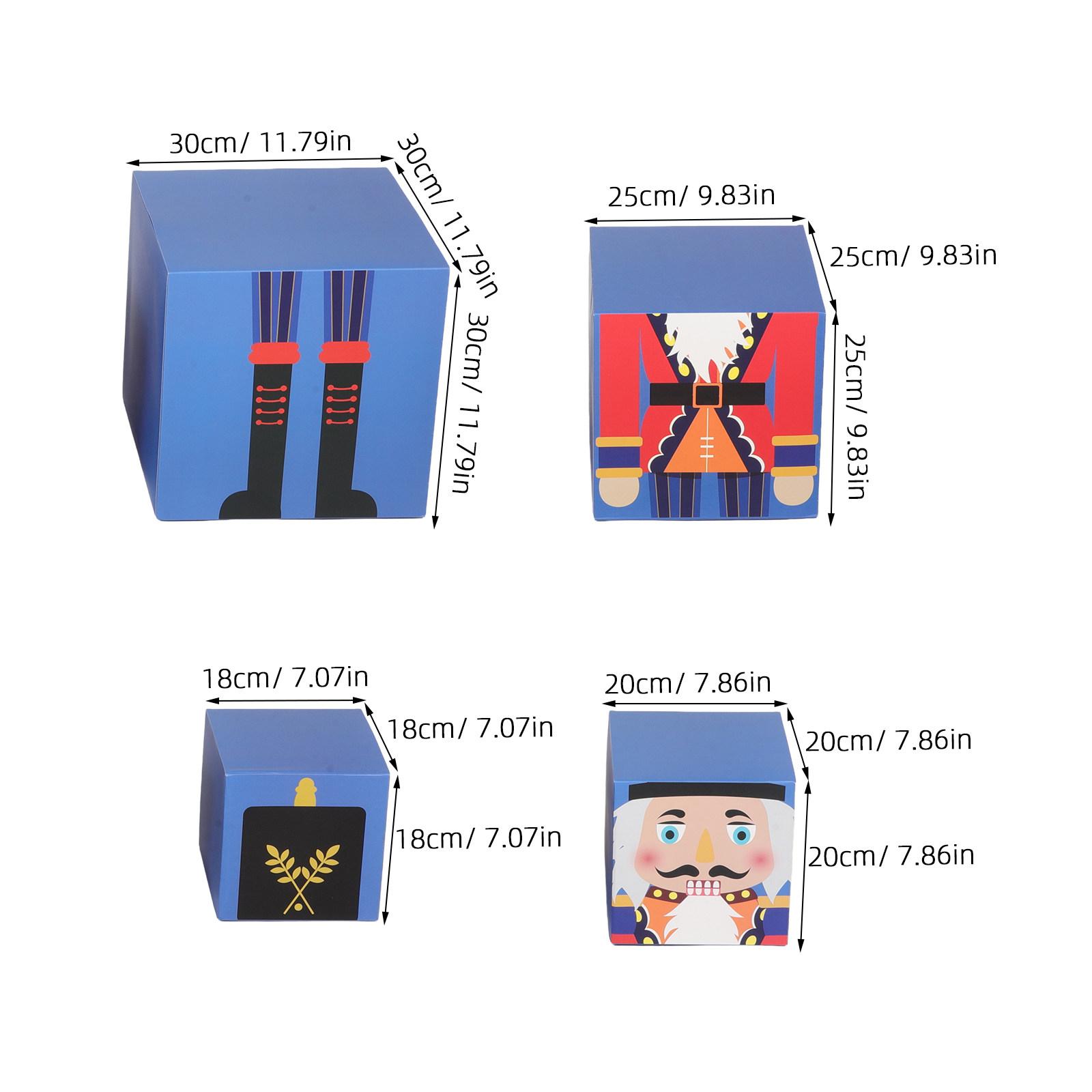 

1Set Nutcracker Stacking Boxes Christmas Decorative Storage Nesting Present Boxes Stackable Holiday Gift Case for Party синий