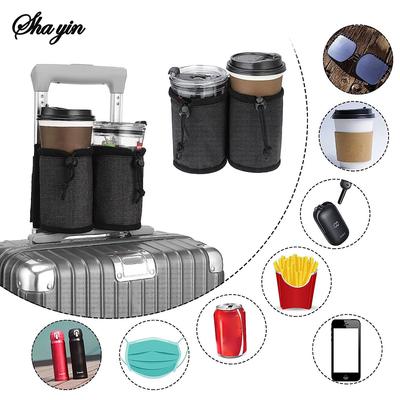 Travel Luggage Cup Holder Durable Free Hand Suitcase Drink Bag Travel Milk Tea Coffee Mugs Holder Fits All Suitcase Handles