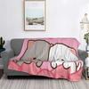 Peach And Goma Mochi Cat Cuddling Blankets Soft Warm Flannel Throw Blanket Bedding for Bed Living Room Picnic Travel Home Sofa