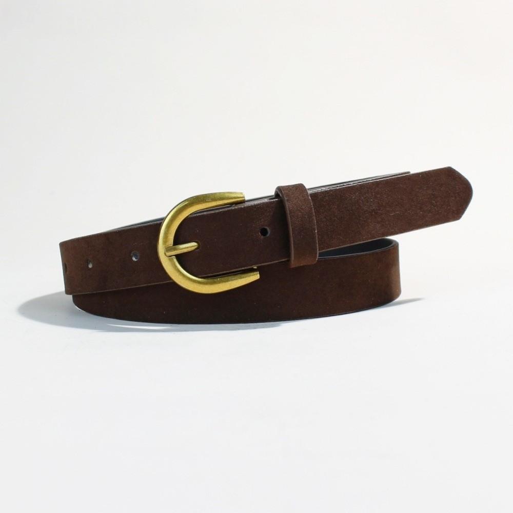 Luxury Design Suede Leather Belt Versatile Gold Pin Buckle Women Waist Belt Retro Vintage Frosted Thin Waistband