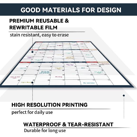 Dry Erase Calendar for Wall - Undated 3 Month Wall Calendar, 28" x 40"(Vertical), Large Wall Calendar Dry Erase for Office, Home, School