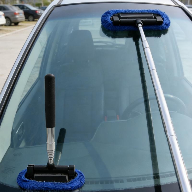Car Wash Brush Car Cleaning Brush Telescoping Long Handle Mop Soft Hair Microfiber Broom Window Wash Brush