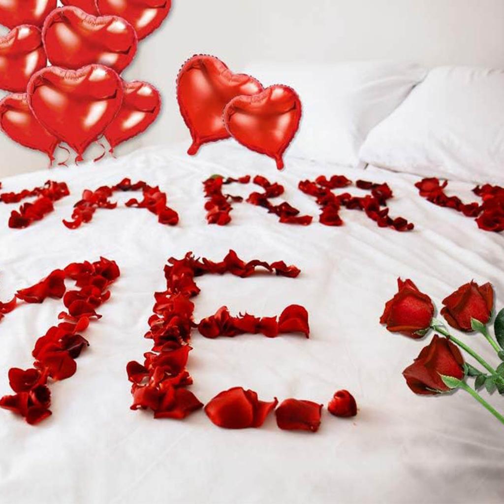 Jag älskar dig ballonger hjärtballonger kit med rosenblad för bröllop, födelsedag, jubileum, fest, alla hjärtans dag-dekorationer