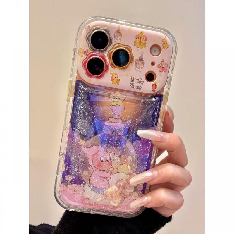 Cute Floral Glitter Sand Flow Design Phone Case IPhone 17 Pro Max 16 15 Series Soft TPU Cover