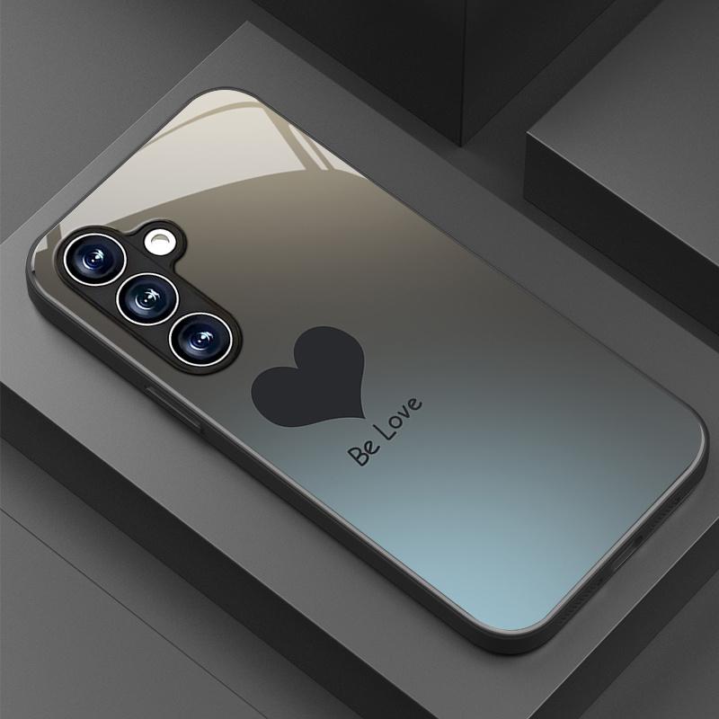 Gradient heart-shaped pattern glass phone case suitable for Samsung Galaxy S26 S25 S24 S23 S22 S20 FE Ultra Plus shockproof