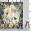 Forest Butterfly Shower Curtains Flowers Green Plants Butterflies Nature Waterfall Bath Curtain Fabric Bathroom Decor with Hooks