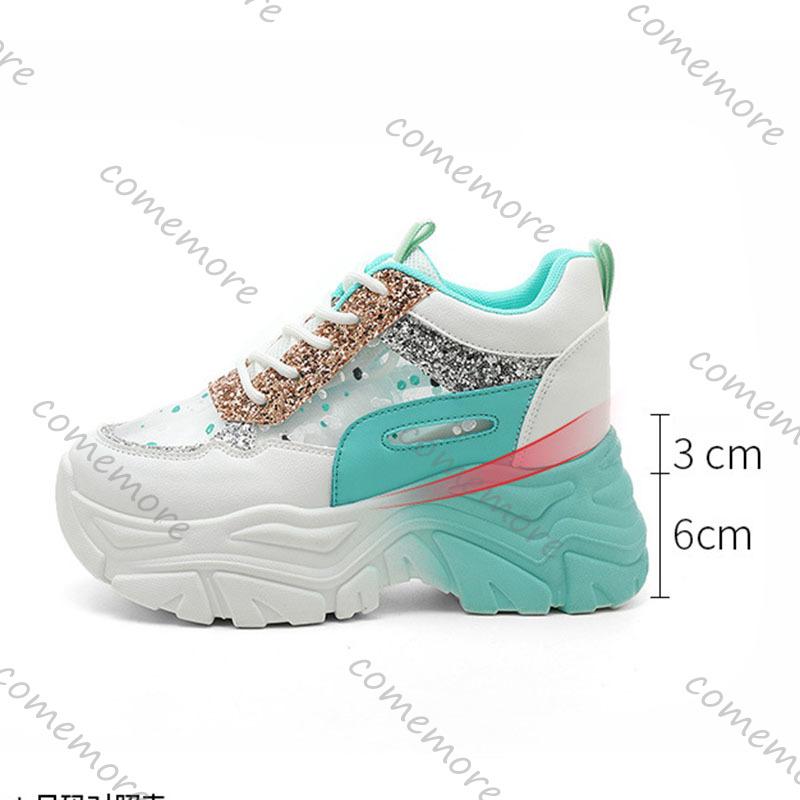 Fashion Comemore Women Platform Sneakers Inner Height Increase Female Breathable Mesh Sport Shoe Casual Lace Up Outdoor Zapatillas Mujer