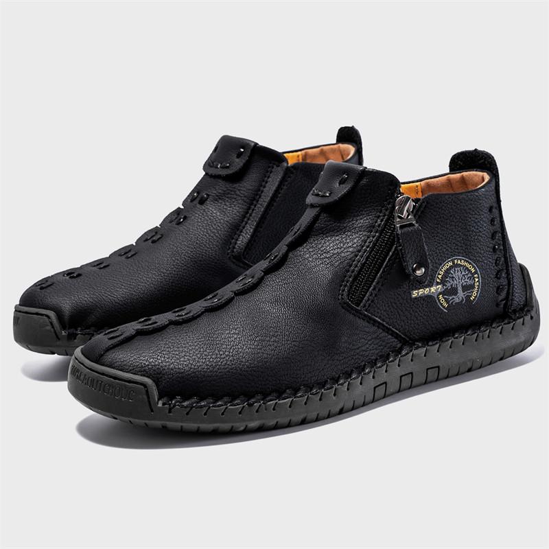 

Осенние Ретро Красные Мужские Высокие Кроссовки Большого Размера 48 Удобные Туфли из Мягкой Кожи на Молнии Повседневная Обувь для Женщин zapatos hombre 36