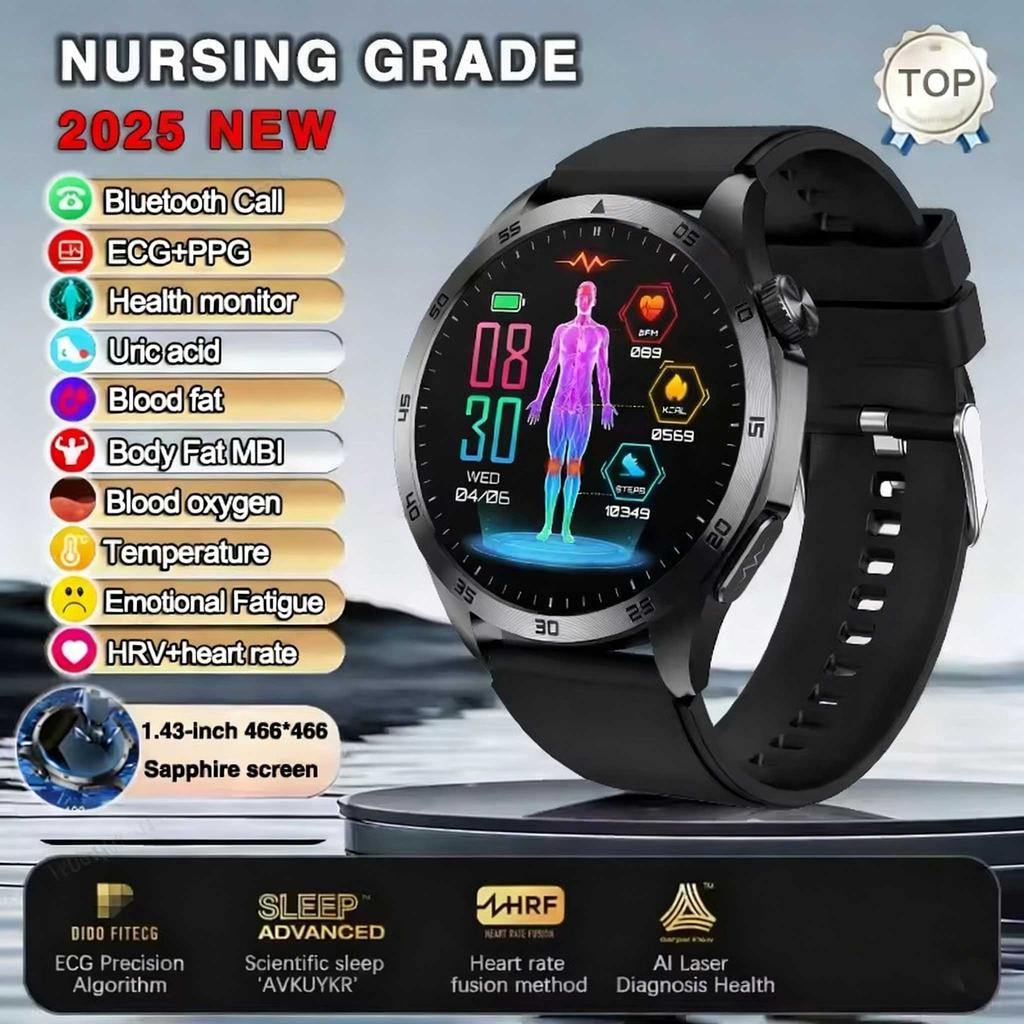 For Xiaomi New Health Measurement Smart Watch Men Blood Oxygen Uric Acid ECG+PPG Body Blood Pressure Bluetooth Call Motion Watch