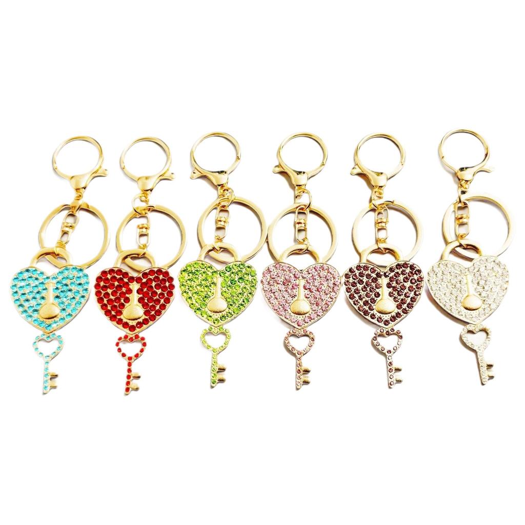 Versatile Heart Keychain Pendant with Full Diamond Design