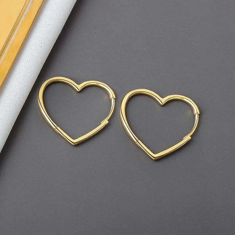 

925 Sterling Silver Earrings Charm Women Trendy Jewelry Vintage Simple Retro Party Accessories Gifts Heart Gold Earring белый