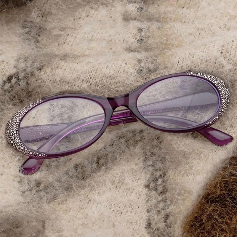 Fashion Diamond Studded High Definition Anti Blue Light Reading Glasses Women Ultra Light Comfortable Presbyopia Eyeglasses