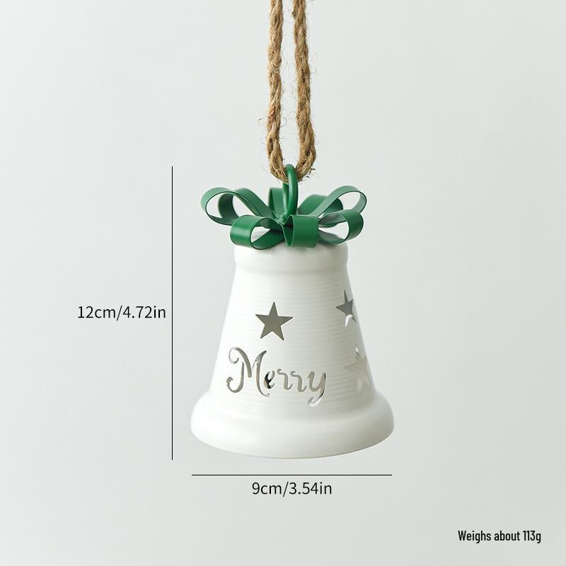 Iron Art Bell with 3D Bow & Hemp Rope - Christmas Tree Ornament & Home Decoration