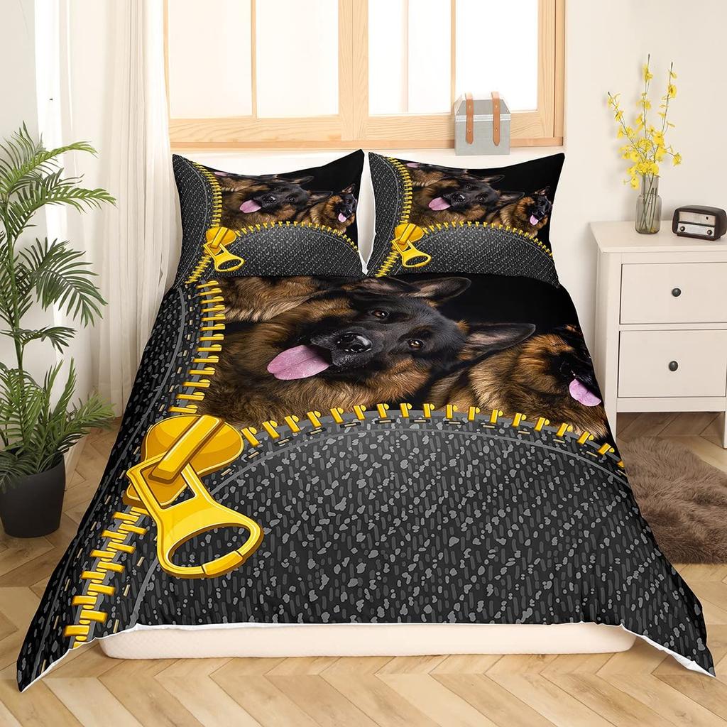German Shepherd Duvet Cover Set Police Dog Comforter Cover Full King Size For Boys Animals Bedding Set Puppy Dog Bedspread Cover