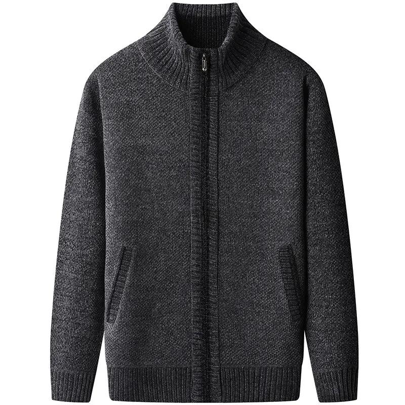 Men Thick Sweater Jacket Men Autumn Winter Men Stand Collar Knitted Cardigan Sweater Male Fleece Warm Zipper Sweatercoat
