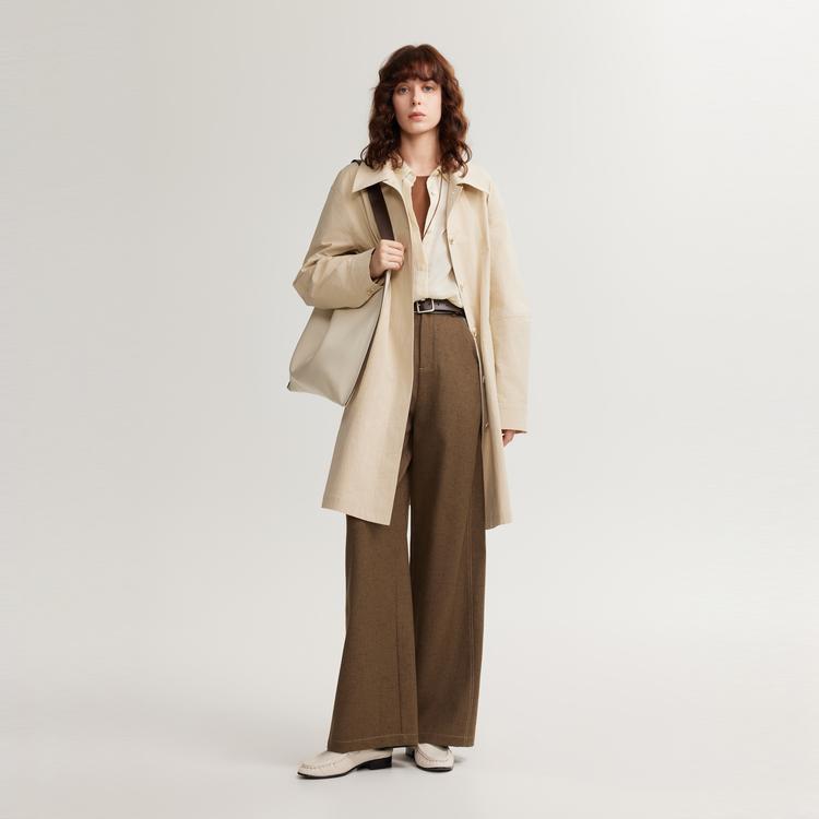 ELLE French Style High-End Straight Coat Minimalist Casual Design Trench Coat Women Outerwear Khaki ED48783