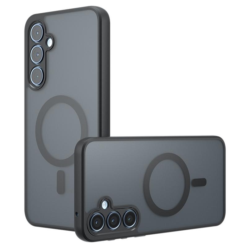 

Для Samsung Galaxy A55 5G Магнитный чехол TPU+PC Armor Защитный чехол для телефона с защитой от отпечатков пальцев Transparent Black