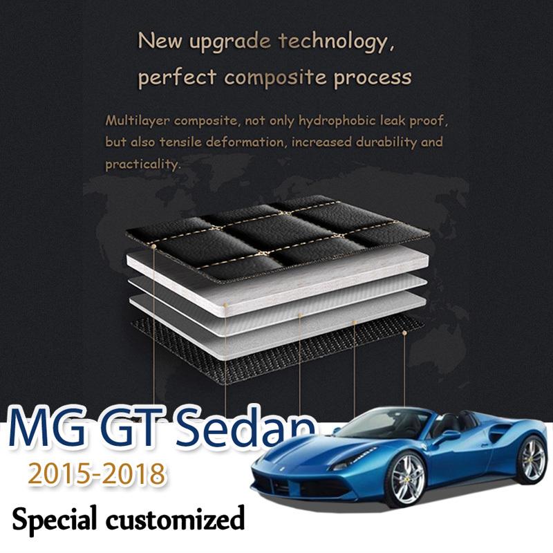 Leather Car Trunk Mats For MG GT Sedan 2015-2018 Rear Trunk Floor Mat Tray Carpet Mud