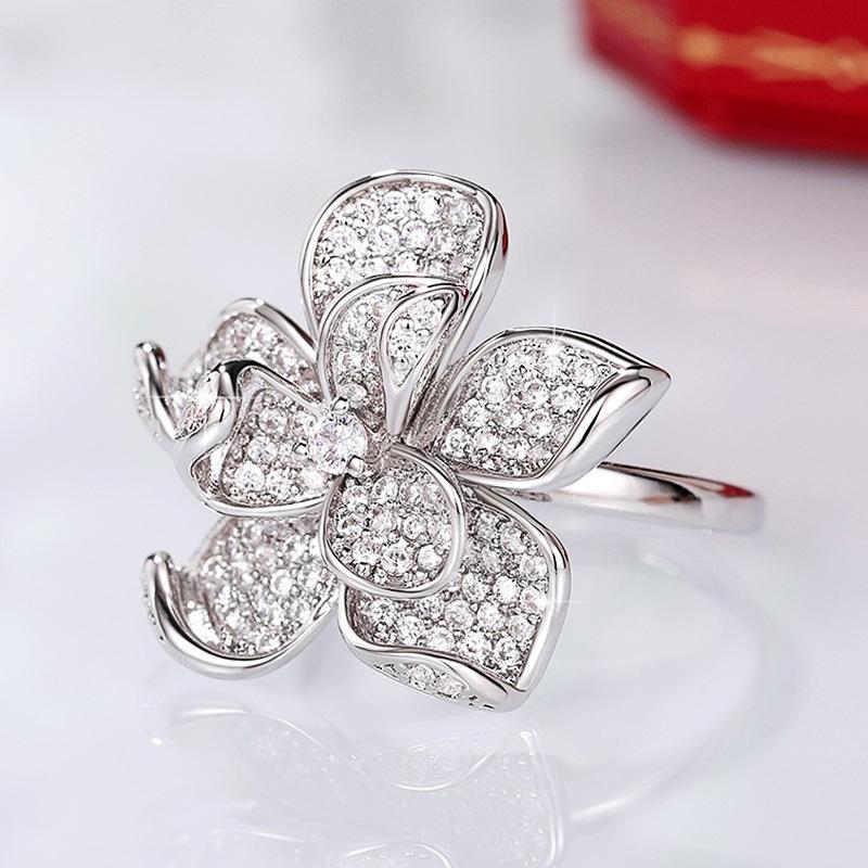 Flower Camellia Ring Female, Niche Design Sense Fashion Personality Index Finger Ring, Light Luxury Sweet Ring