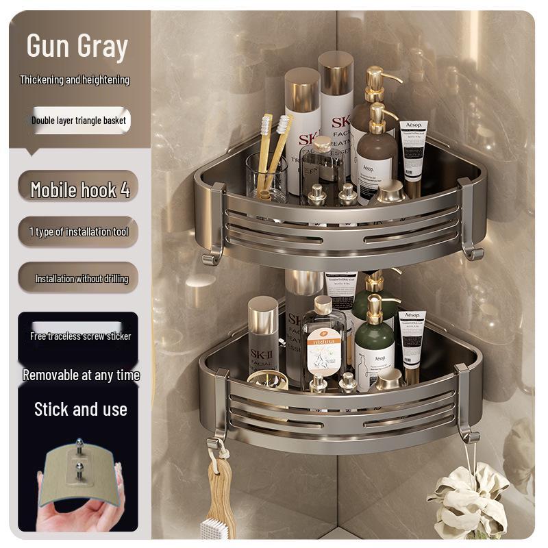 Punch-Free Wall-Mounted Bathroom Storage Shelf