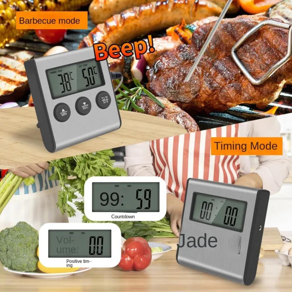 Kitchen Digital Cooking Thermometer Meat Food Temperature for Oven BBQ Grill Timer Function with Probe Heat Meter for Cooking
