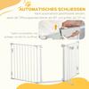 Pet Safety Gate, 3 Panels Playpen Fireplace, Foldable Metal Fence, Stair Barrier, Room Divider, Fire Guard W/ Automatic Closing Door, White