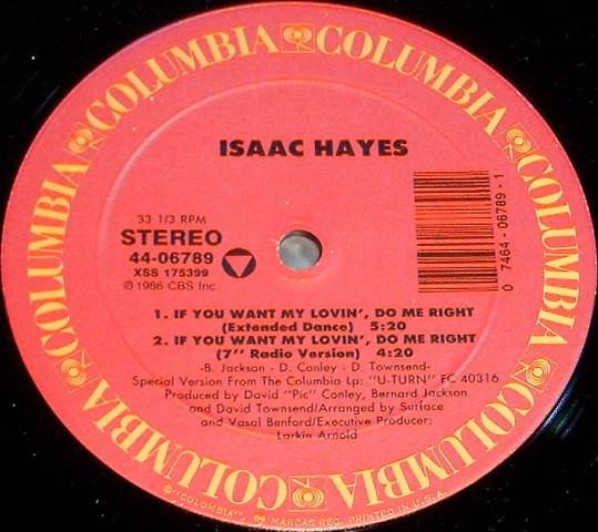 

12inch Record ISAAC HAYES If You Want My Lovin Do Me Right 4406789 COLUMBIA 1986 US Dance Electronica Used