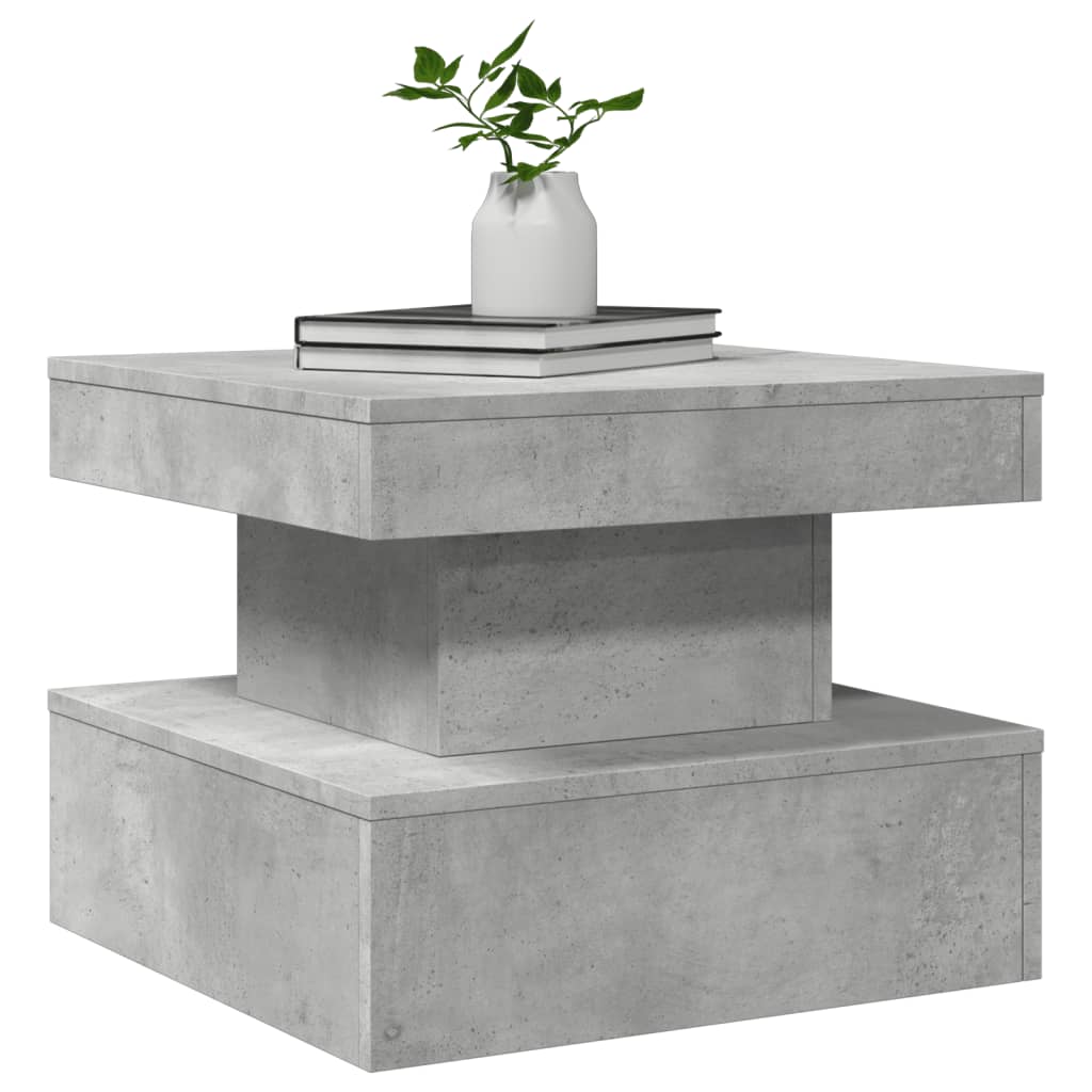 LED Coffee Table in Concrete Grey 50 x 50 x 40 cm