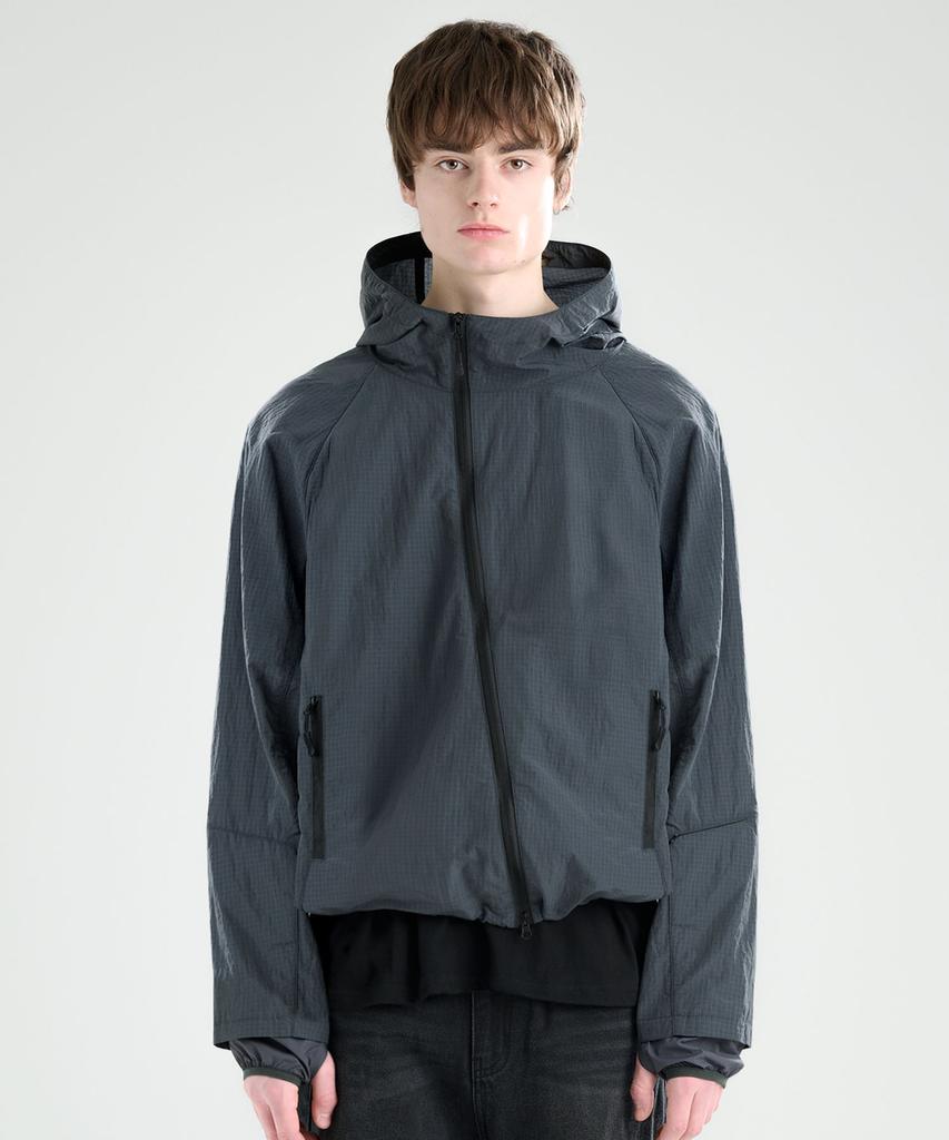 Zplish Curved Hooded Wind Jacket Charcoal