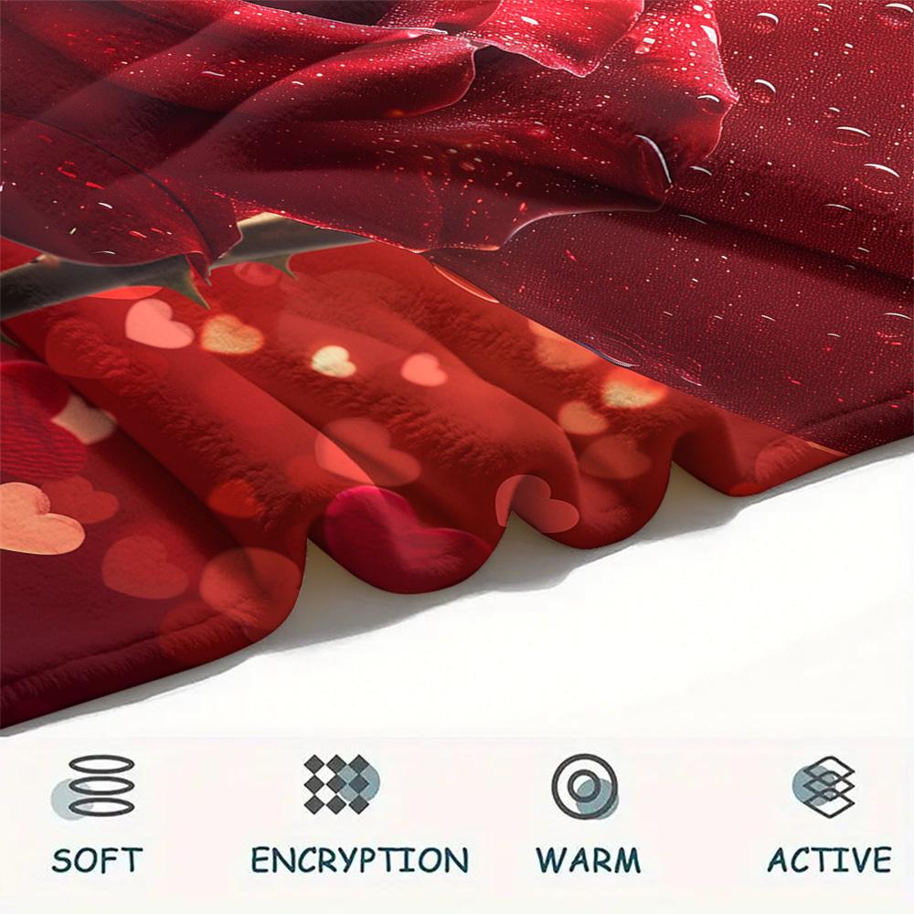 Rose Print Flannel Blanket, High quality Comfortable for All Seasons, Home Decor, Warmth and Comfort, Perfect for Christmas Gifts