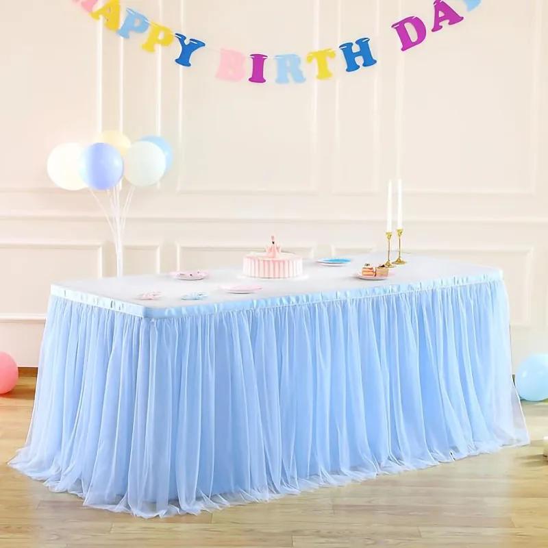 6/9/14FT Table Skirts Birthday Tulle Table Skirting Wedding Party Tutu Tulle Table Skirt Baby Shower Wedding Party Home Decor