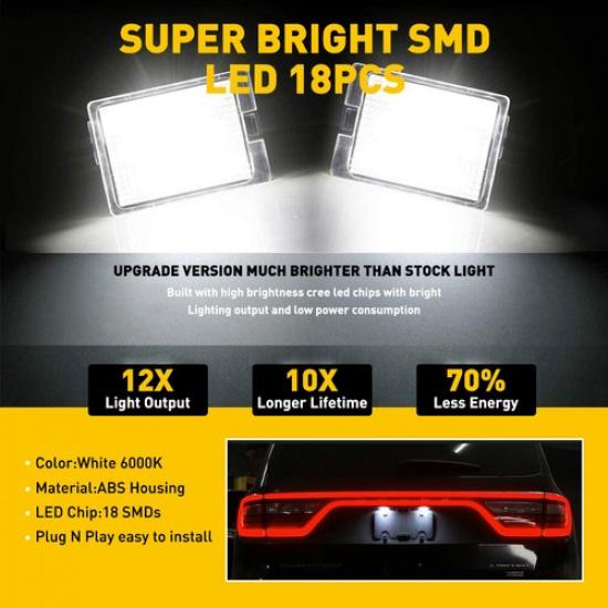 AUXITO SUPER Bright License LED 6000K Plate Light For 14-21 Dodge Durango Citade