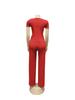 TW730 Summer Fashion Solid Color Square Neck Top & High Waist Wide Leg Pants Set