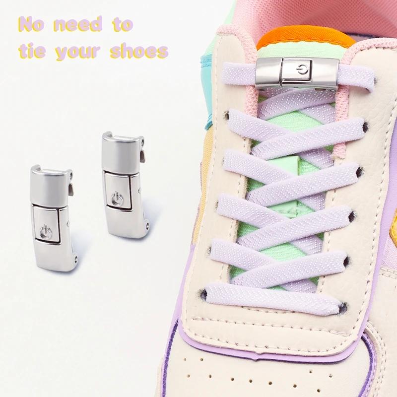 2 Paar 8 MM Breedte Elastische Schoenveters Sneakers Drukknop Veters Zonder Strikken Kinderen Volwassenen Geen Strik Schoenveters voor Schoenen Accessoires