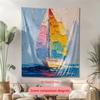 Ocean Sailing Boat Pattern Digital Printing Polyester Wall Tapestry Suitable for Use In Living Rooms Bedrooms Offices Bars Party
