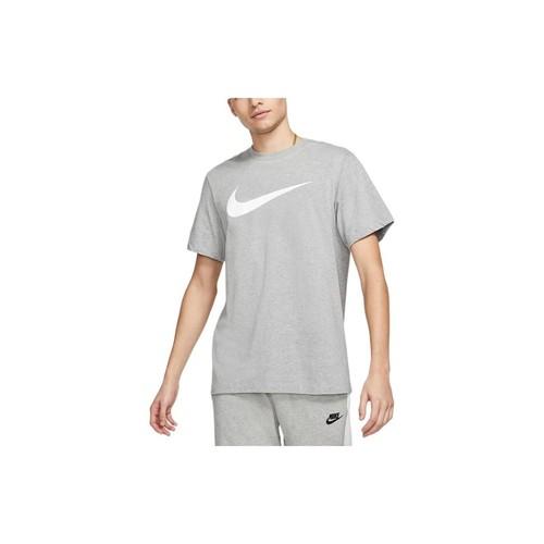 Nike Solid Color Logo Crew Neck Short Sleeve T-Shirt for Men in Grey