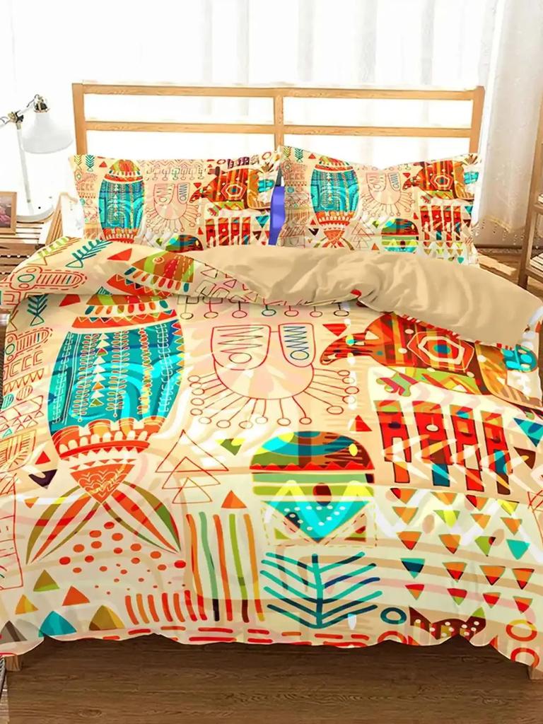 Duvet Cover With Pillowcase Bohemian Style Bedding Set King Size Comfortable Dedding A Bedroom Suitable For Placing A Large Bed