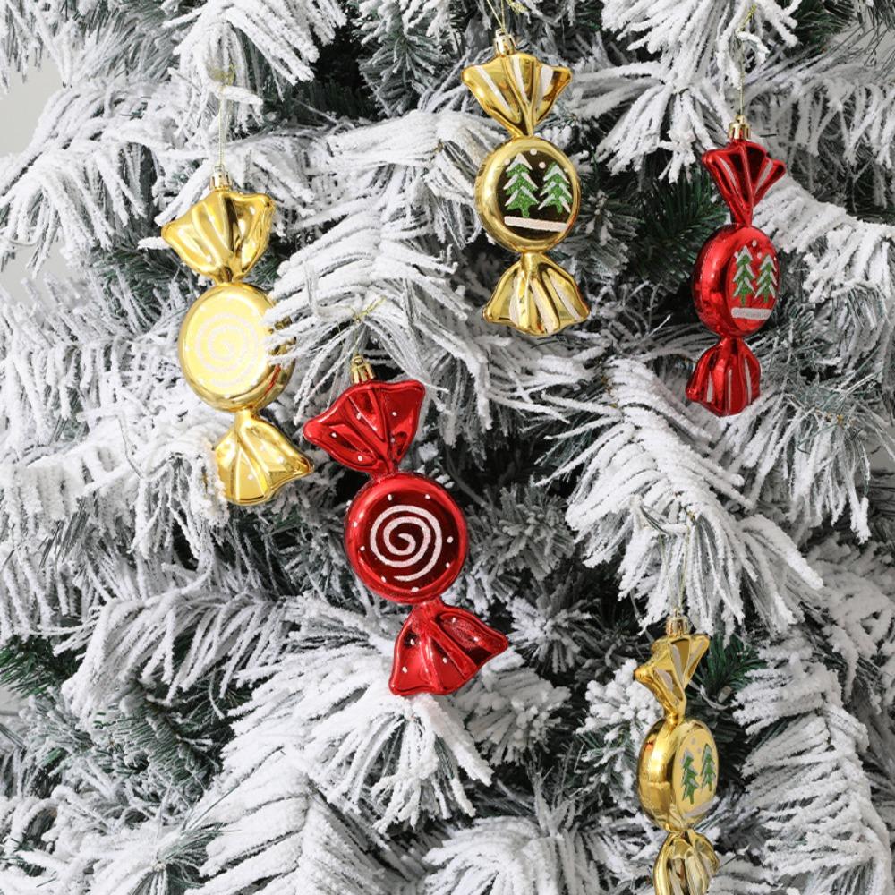 2, Christmas large flat candies, decorative pendants, Christmas tree ornaments, electroplated plastic painted candy ornaments