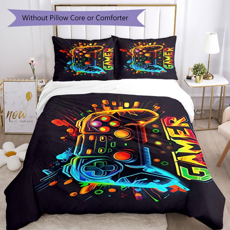 3pcs Game Controller Bedding Set Duvet Cover Closure Includes 1 Duvet Cover & 2 Pillowcases, Soft and Comfortable for All Seasons.