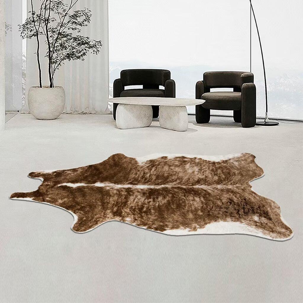 Plush Animal Printed Carpet Rugs for Home Living Room Vivid Leopard Skin Printed Anti Slip Bedroom Bedside Floor Mats Area Rugs