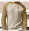 2025 Men's Color Block Plaid Slim Fit Hoodie - Casual Long Sleeve Knit Pullover